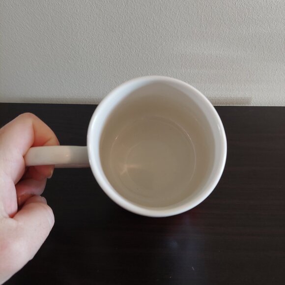 Rare Orly Maison New York Peach & White Speckled Dimpled Thumbprint Coffee Mug - Picture 4 of 5